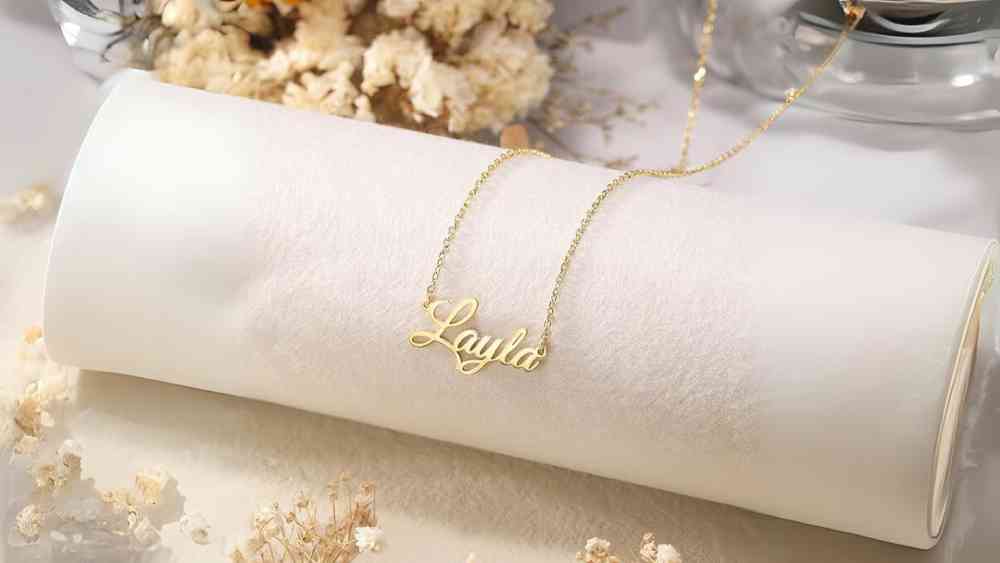 18K gold plated birthstone necklace customized with name