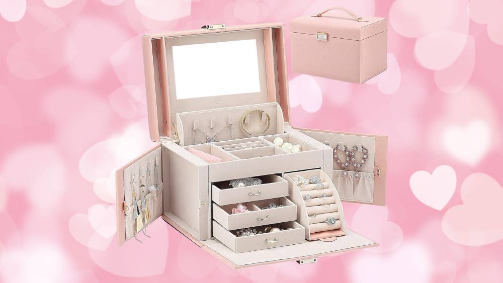 Pink Jewelry Box Organizer Valentine’s Day Gifts for Teens