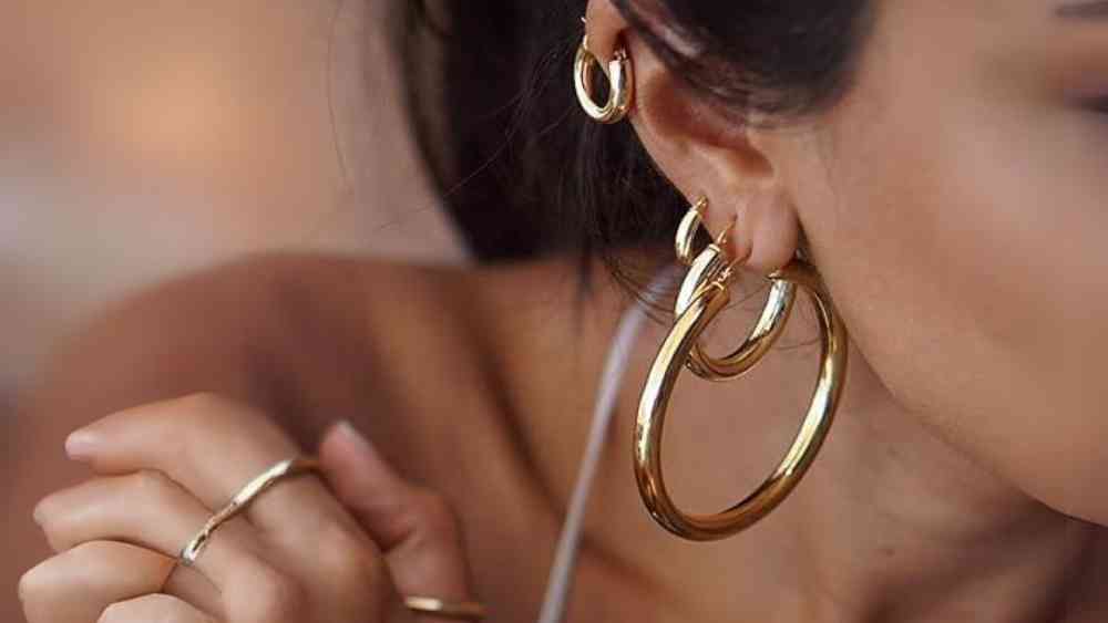 Silver fourteen karat Gold plated Sade hoops earrings