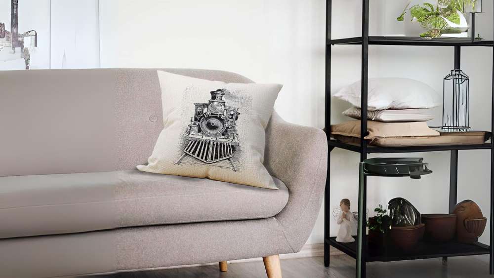 Train Locomotive Throw Pillow Case RR Enthusiast Gift