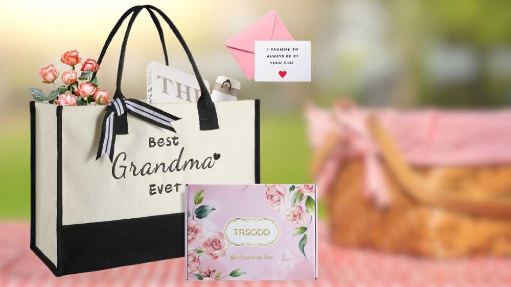 Embroidery Tote Beach Bag Grandma In Gift Box