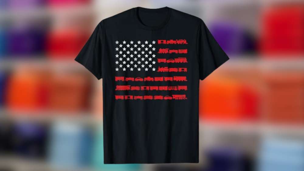 American Flag Railroad Train T Shirt adults Shirt Gifts