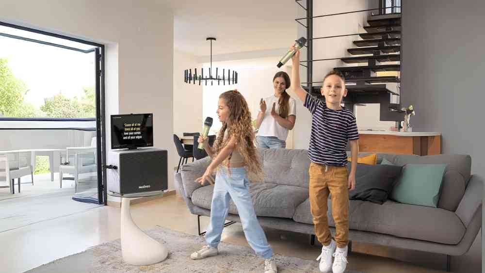 Professional Karaoke Machine with Lyrics Display Screen Microphones