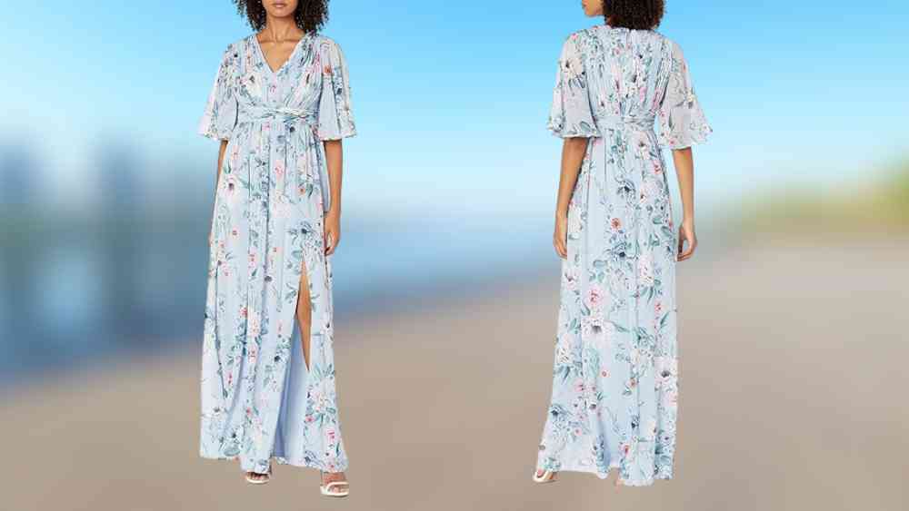 Adrianna Papell Womens Printed Floral Chiffon Gown