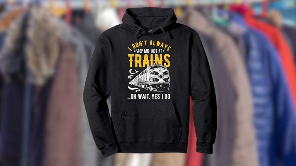 Graphic Jacket with Train and Text