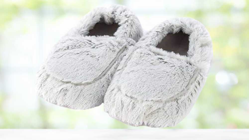 Womens Warmies Microwaveable Slippers Grey Cozy House Shoes