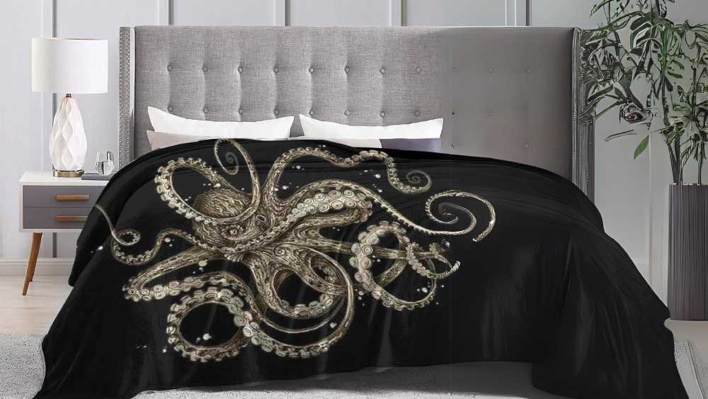 Octopus black queen size Blanket