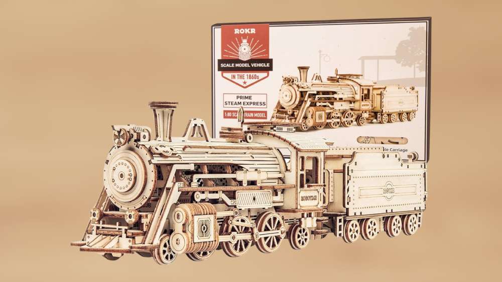 3D Wooden Puzzle Train Model Gift For Adults