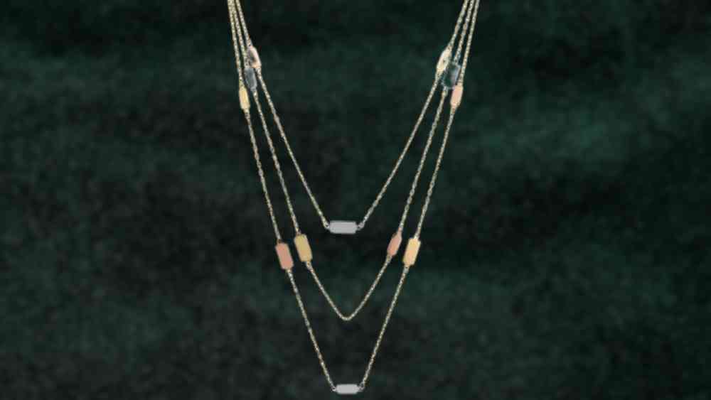 14k Tricolor Gold Bar Station Layered Necklace Jewelry