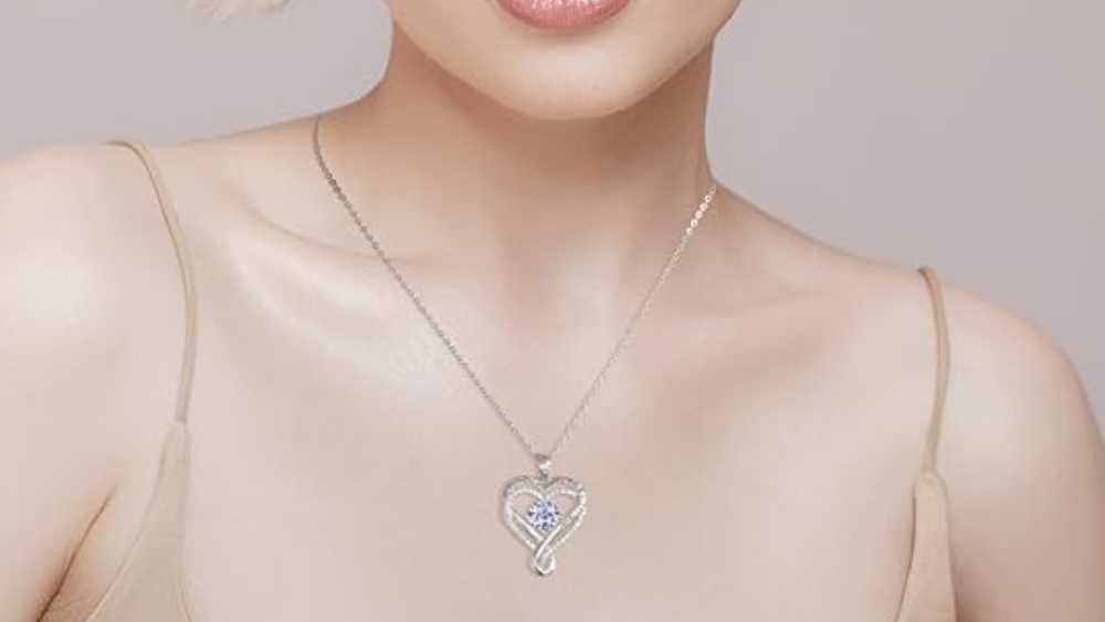 Love Heart Birthstone Necklace 100th Birthday Gift