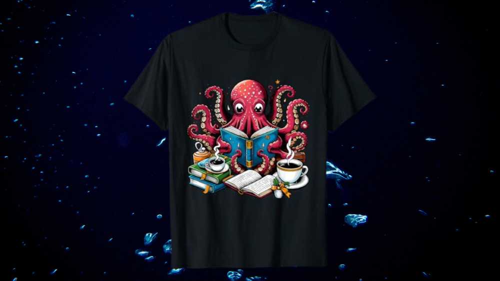 Colorful Octopus T-shirt ion black