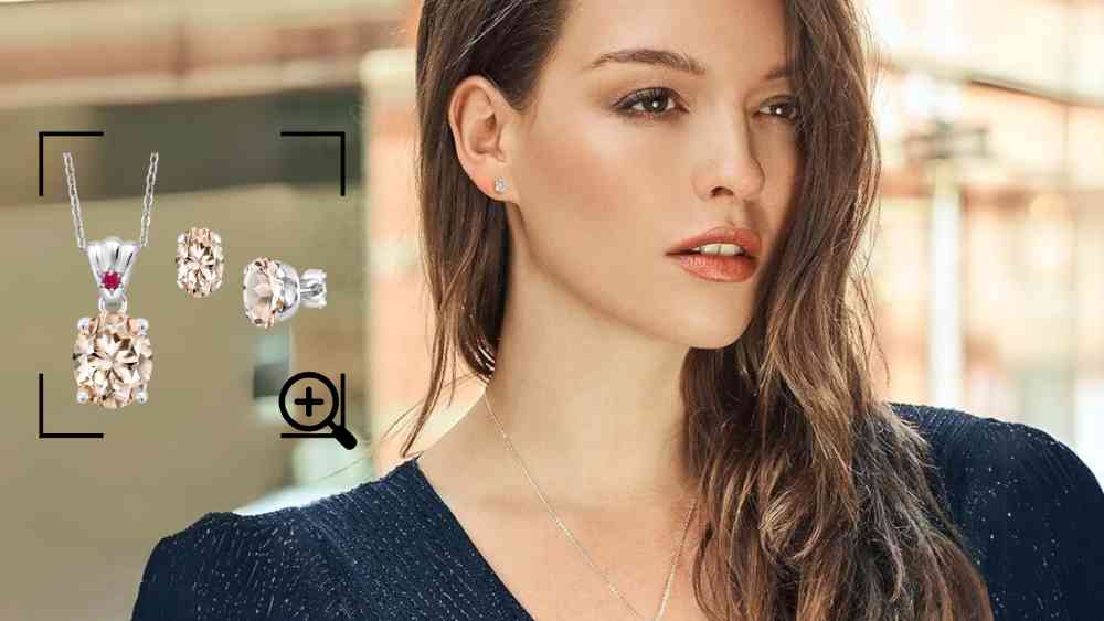 925 Sterling Silver Peach Morganite and Red Ruby Pendant