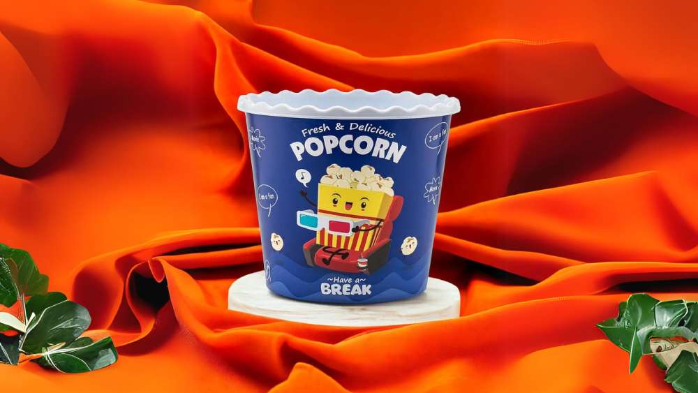 Retro Movie Style Plastic Popcorn Bowl Reusable Containers