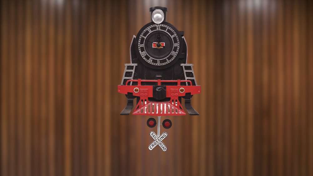 Resin Vintage Steam Engine Train Pendulum Wall Clock