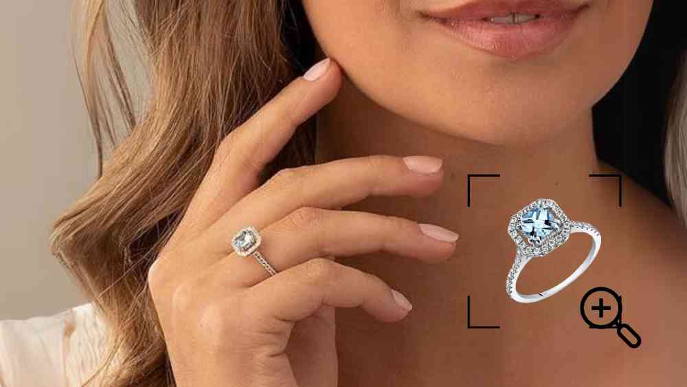 14K White Gold Aquamarine Ring With White Topaz