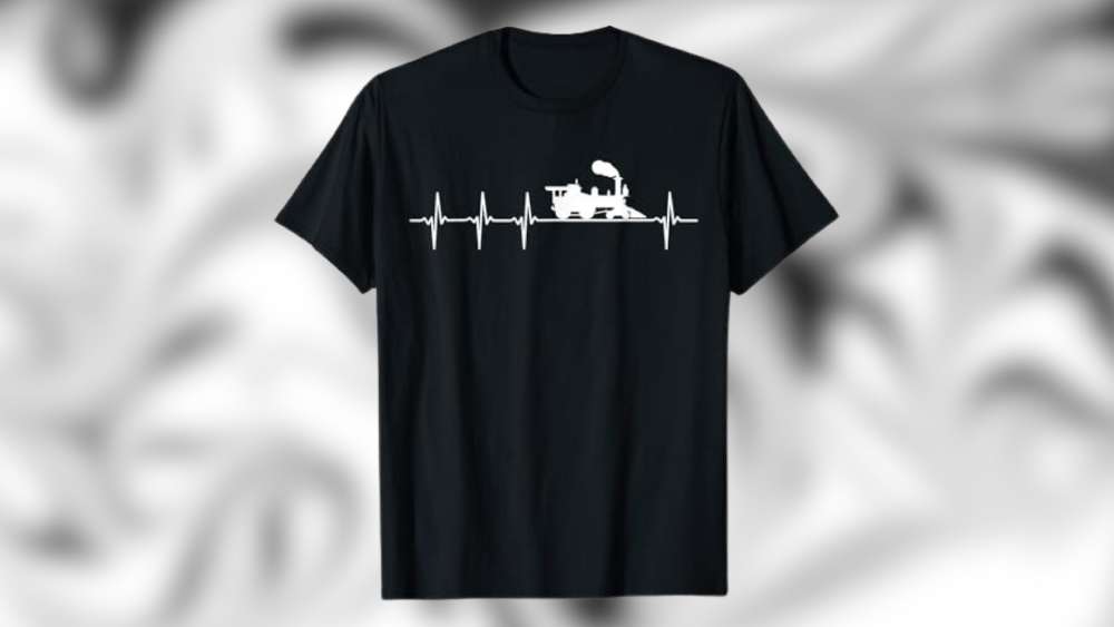 Train Locomotive Fans Heartbeat Pulse RailRoader T Shirt Gifts