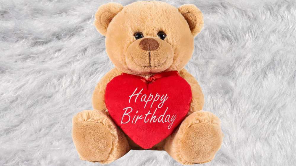 Teddy Bear with Red Heart Happy Birthday Gift
