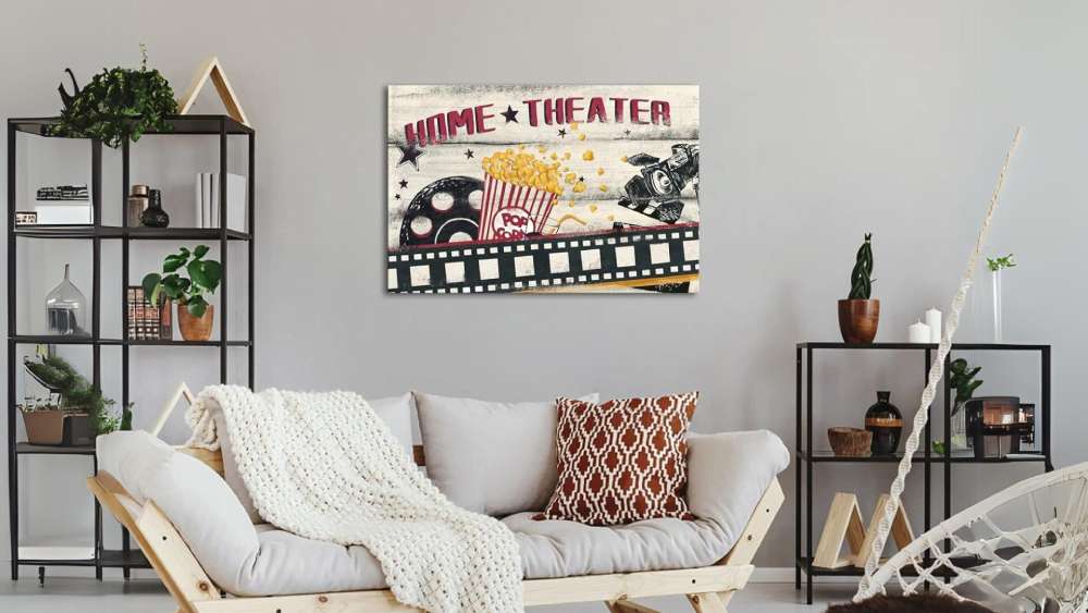 Movie Night Film Reels Popcorn Poster On Canvas
