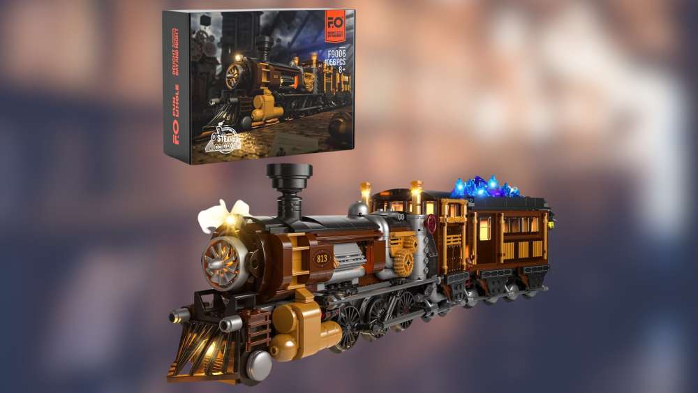 Train Steampunk Ore With LED Light Building Set