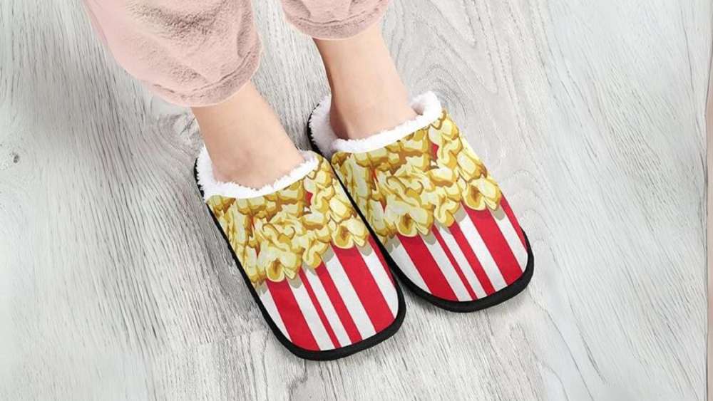 House Slippers Soft Memory Foam Popcorn Lovers Gift