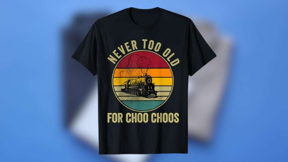 Adult Vintage T-Shirt With Train Locomotive