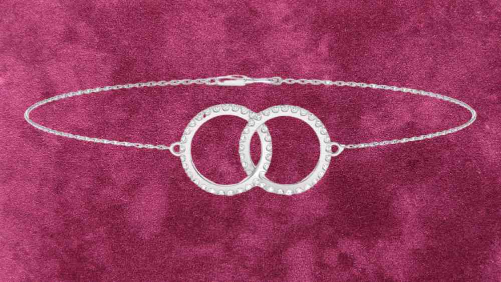 Diamond Two Circle Bracelet 14k White Gold