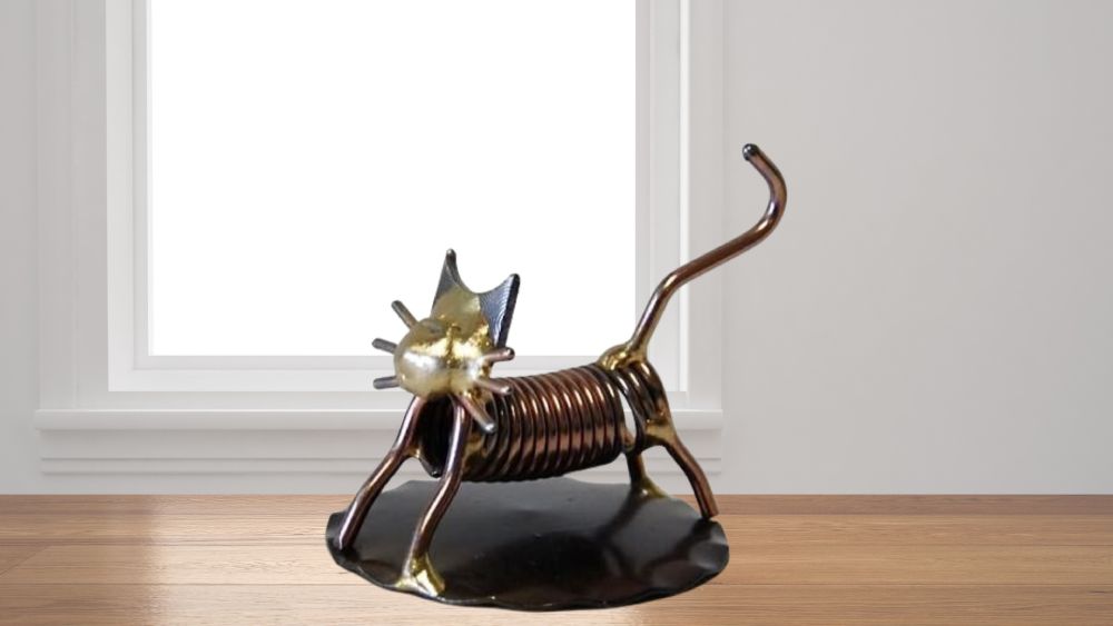 Copper Cat Figurine spring body
