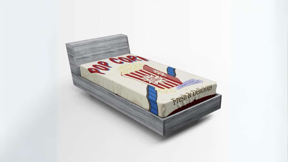 Movie Theater Fitted Bed Sheet Popcorn Lovers Gift