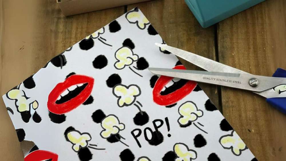 Gift Wrap Paper Rolls Popcorn Mouths Lips Pattern