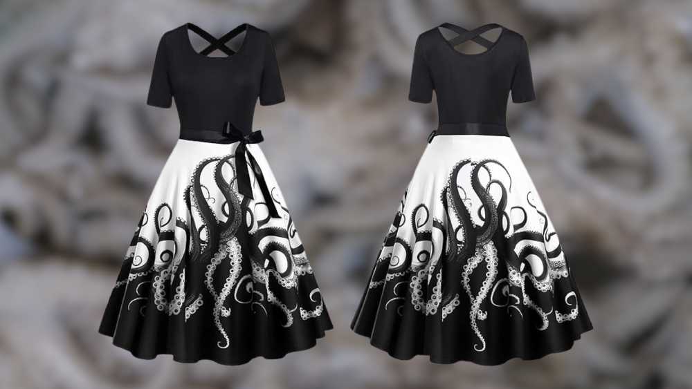 Tentacle-print Dress for woman in black