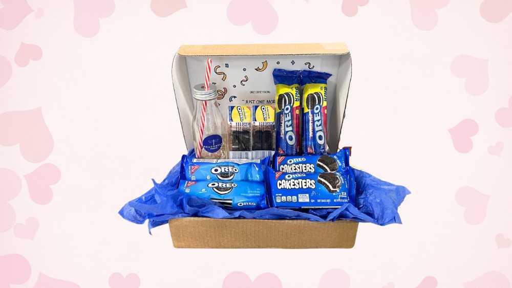 Valentine Oreo Gift Basket With Mug Teddy Bear