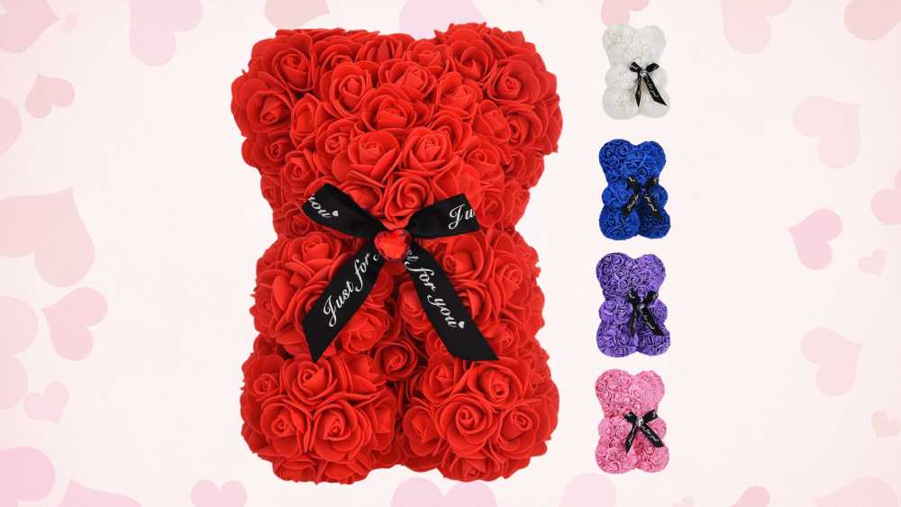 Rose Flower Teddy Bear Valentine Day Gifts