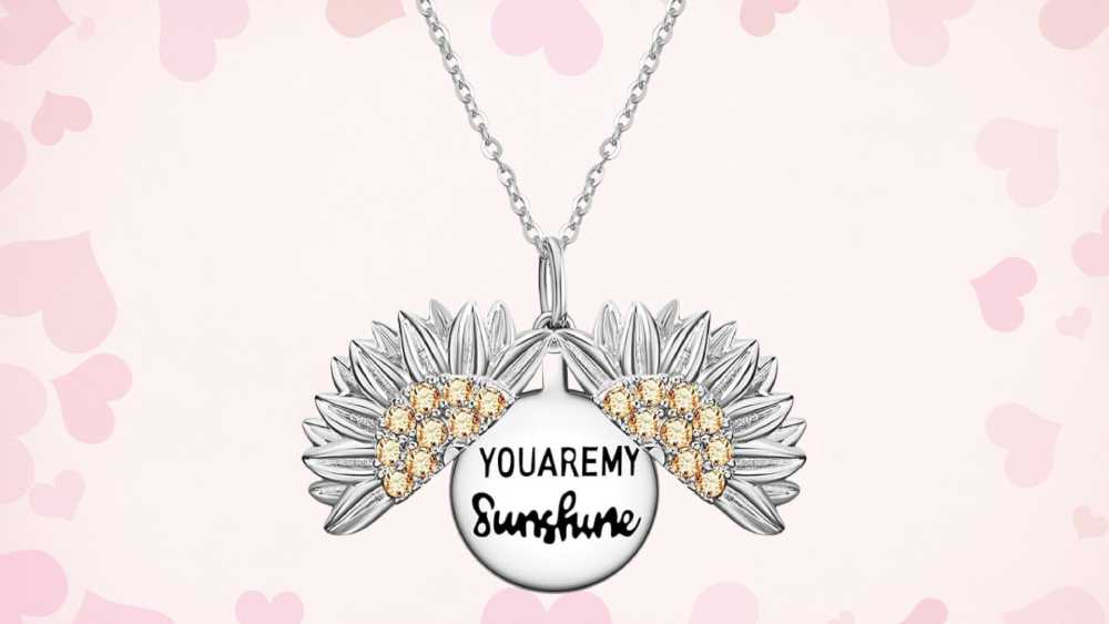 You are My Sunshine Necklace Silver  Sunflower
