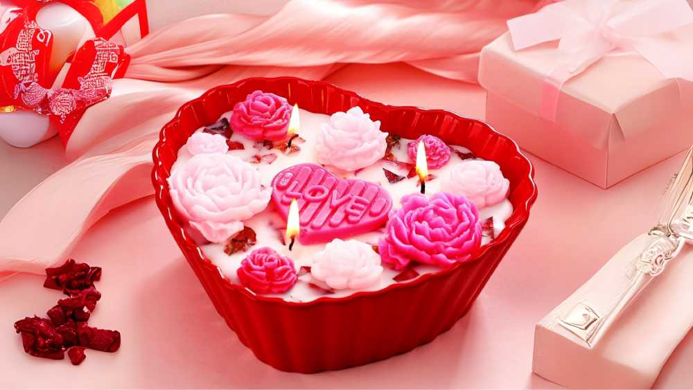 Rose and Candle Valentine Day Gift Set