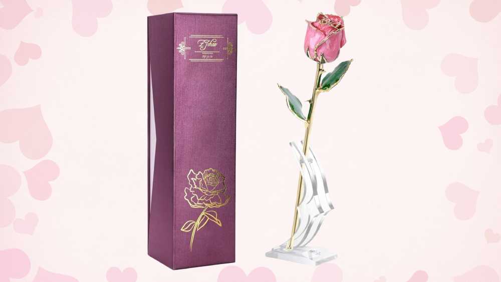 24K Dipped Gold Preserved Rose Flower