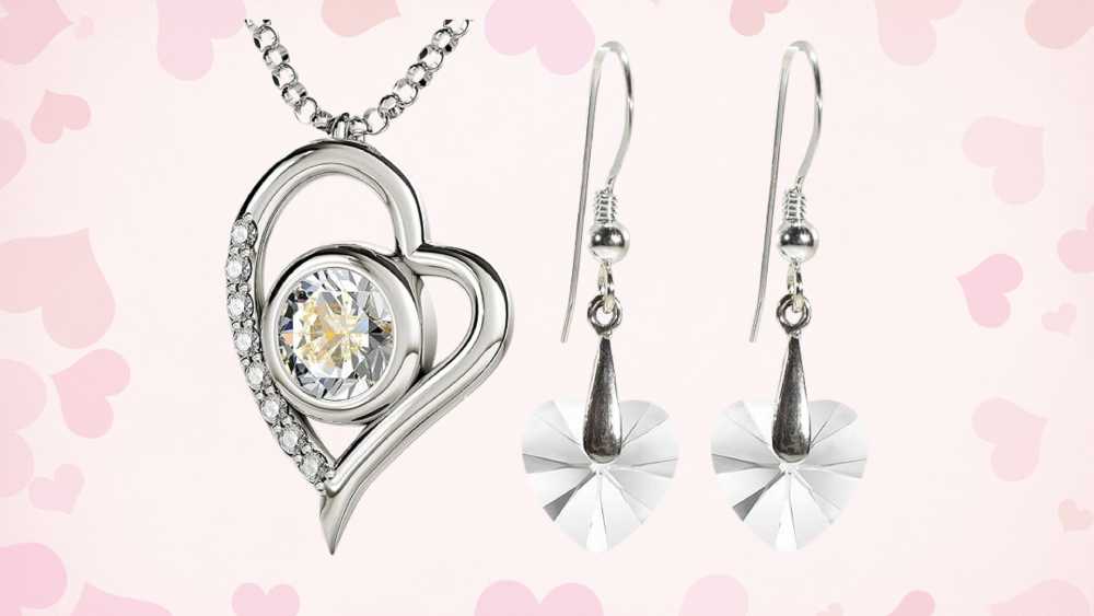 I Love You Necklace and Earrings Heart Set