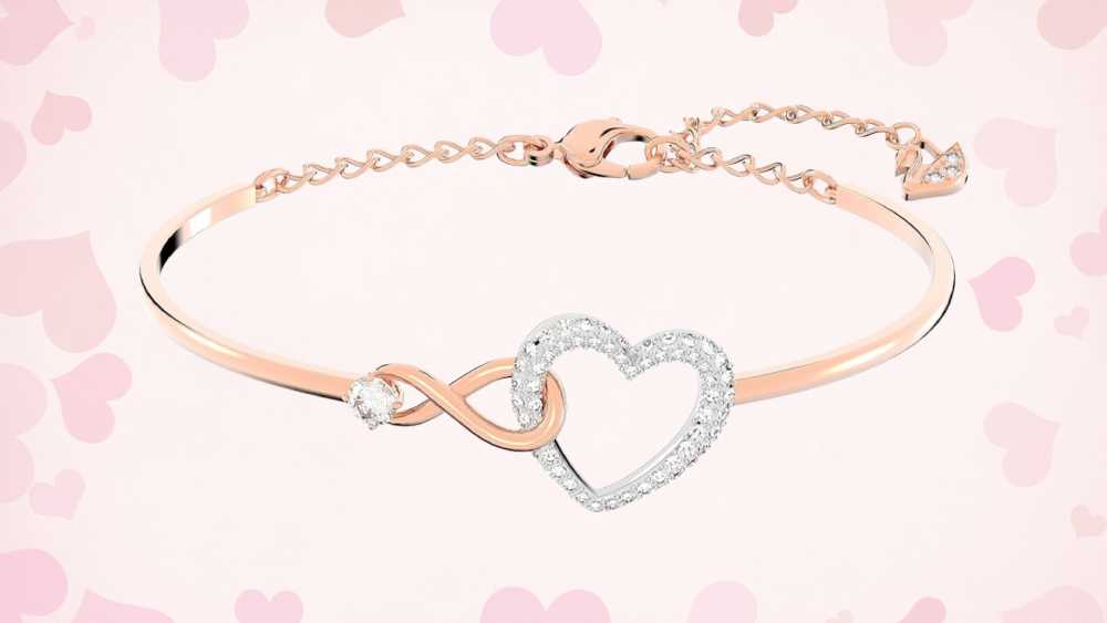 Swarovski Infinity Bracelet Heart Rose Gold Rhodium Tone