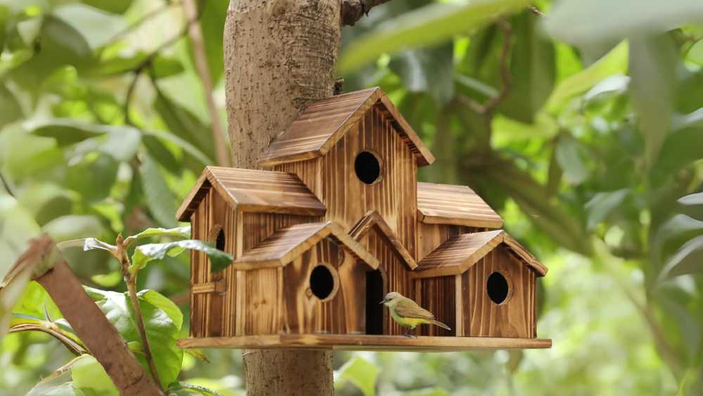 Handmade Wooden Bird House Outdoor Patio Décor