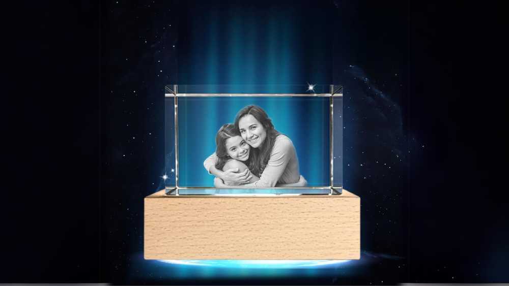 3D Crystal Photo Laser Engraved with LED Light