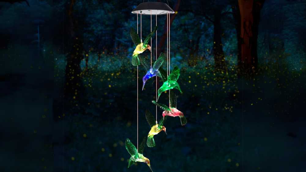 Hummingbird Wind Chimes Solar Light Gifts Empty Nesters