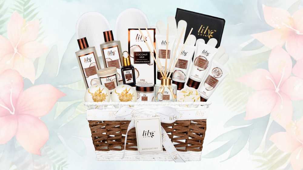 Gift box set including candle mug notebook and more