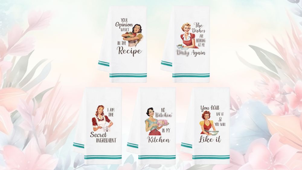 Funny Dish Towel Set with Sayings Housewarming Mothers Day Gift Ideas