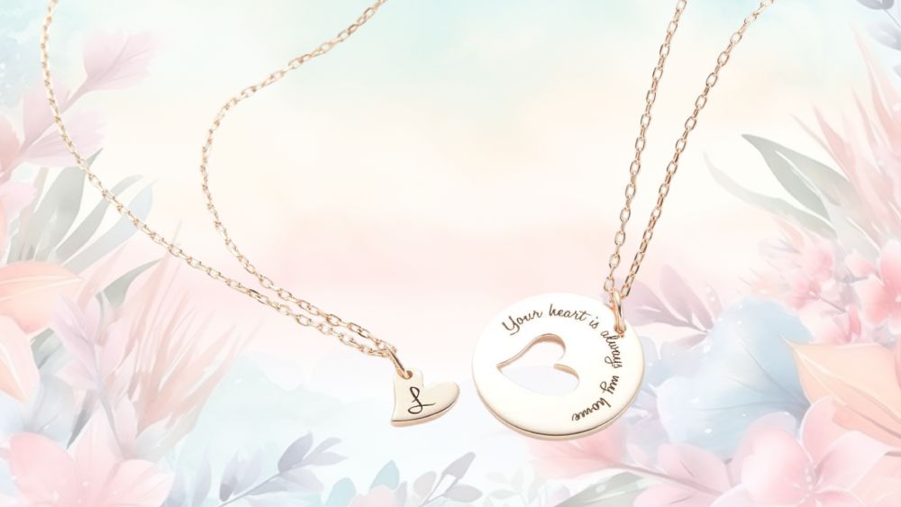 Heart Necklace Signature Handwriting Mother Daughter Sister Gift
