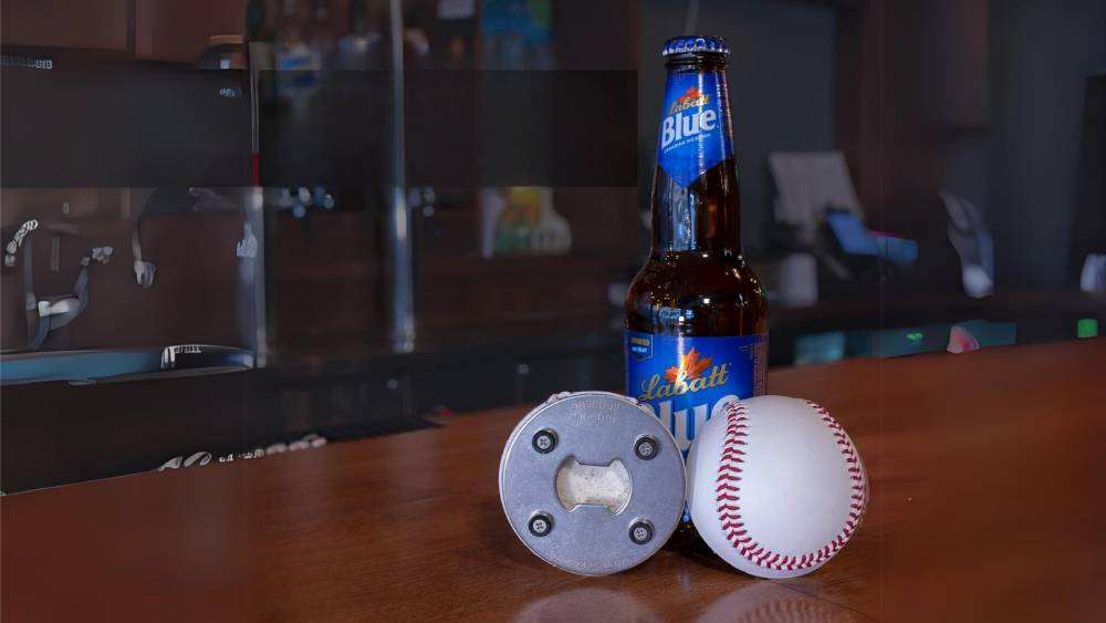 Baseball Beer Bottle Opener and Cap Catcher