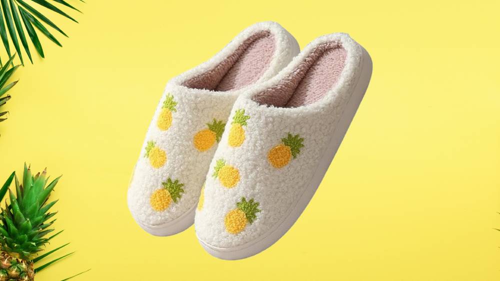 Playful pineapple slippers for lounging at home