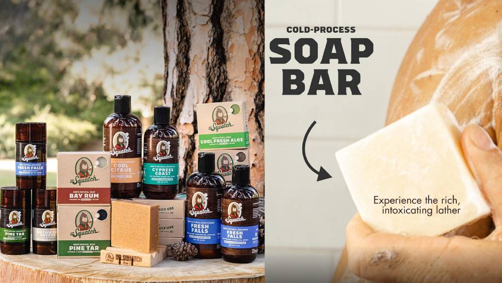 Natural bar soaps and aluminum-free deodorants in masculine scents