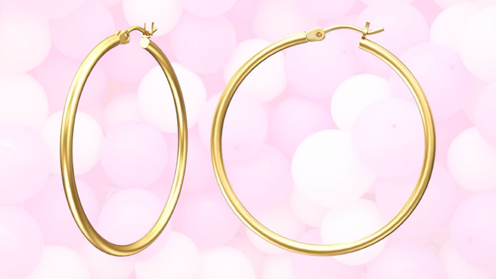 Gold hoop earrings in a simple design