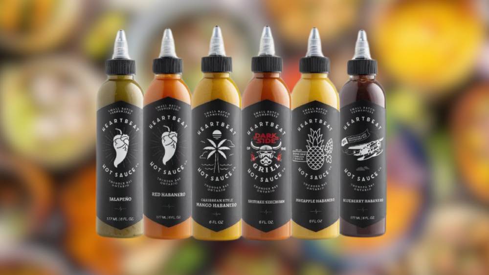 Boxed gift set containing a variety of Heartbeat Hot Sauces