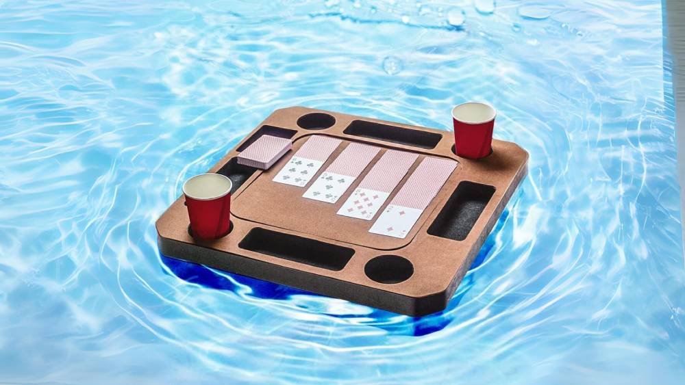 Endless poolside entertainment with a floating game table