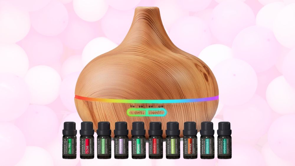 Aromatic essential oil diffuser with a set of essential oils